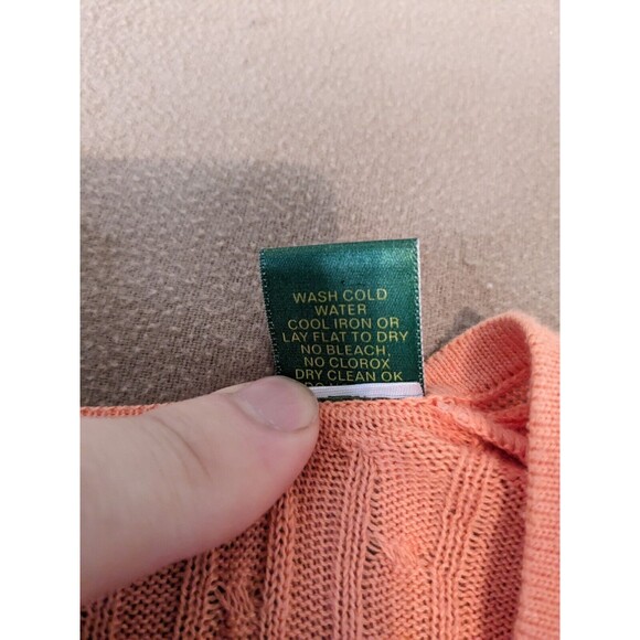 Peru Unlimited Pima Cotton Knit Sweater VNeck Coral Casual Size Small - Picture 5 of 8